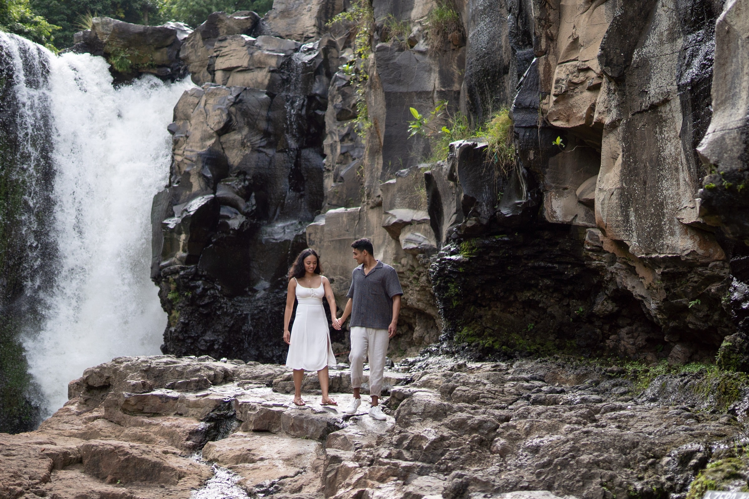 Arry and Michell by the waterfall